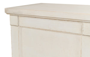 Sarreid Lionisio Buffet 75 - Elegant Stucco White Wood Cabinet With 4 Stylish Doors For Modern Homes White  R077-14w
