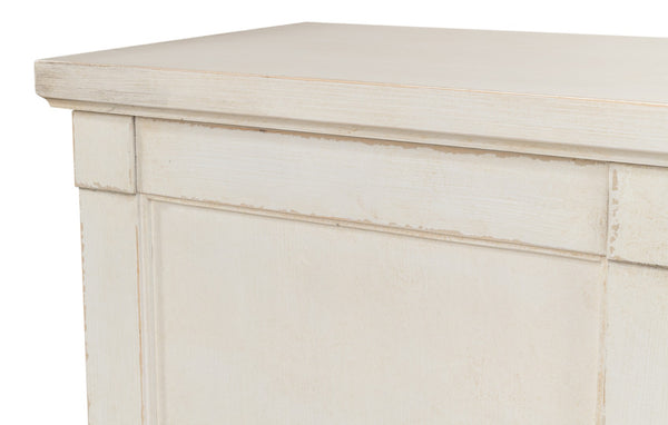 Sarreid Lionisio Buffet 75 - Elegant Stucco White Wood Cabinet With 4 Stylish Doors For Modern Homes White  R077-14w