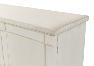 Sarreid Lionisio Buffet 75 - Elegant Stucco White Wood Cabinet With 4 Stylish Doors For Modern Homes White  R077-14w