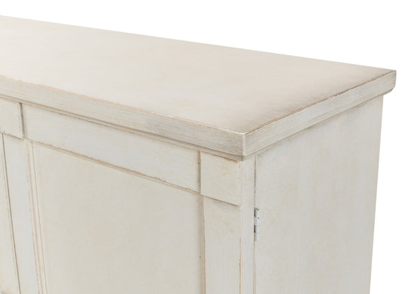 Sarreid Lionisio Buffet 75 - Elegant Stucco White Wood Cabinet With 4 Stylish Doors For Modern Homes White  R077-14w