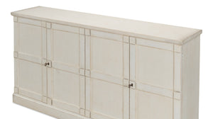 Sarreid Lionisio Buffet 75 - Elegant Stucco White Wood Cabinet With 4 Stylish Doors For Modern Homes White  R077-14w