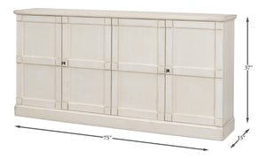 Sarreid Lionisio Buffet 75 - Elegant Stucco White Wood Cabinet With 4 Stylish Doors For Modern Homes White  R077-14w
