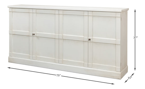 Sarreid Lionisio Buffet 75 In Cortina White Finish - Elegant Wood Buffet With 4 Stylish Doors For Storage White  R077-79w