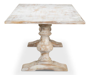 Sarreid Lionisio Trestle Table In Disrupted White - Elegant Wood Design For Modern Dining Spaces White  R085-16