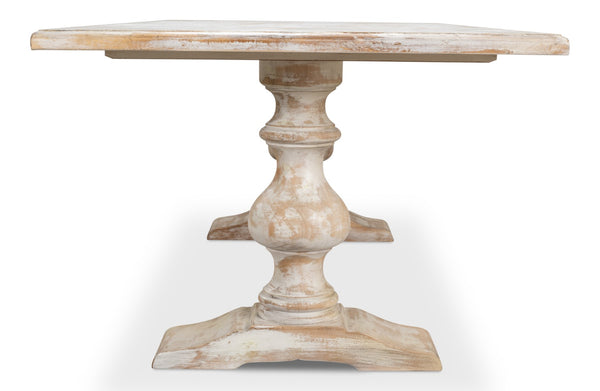 Sarreid Lionisio Trestle Table In Disrupted White - Elegant Wood Design For Modern Dining Spaces White  R085-16