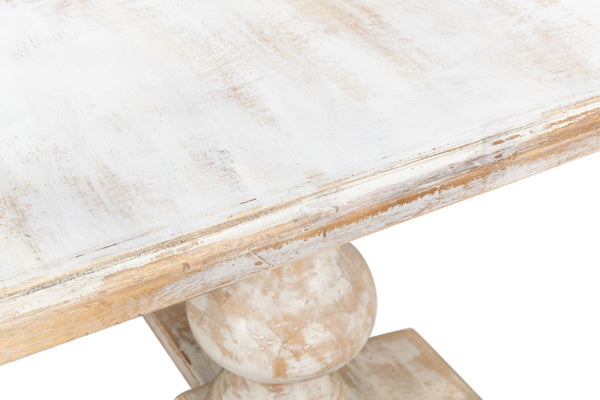 Sarreid Lionisio Trestle Table In Disrupted White - Elegant Wood Design For Modern Dining Spaces White  R085-16