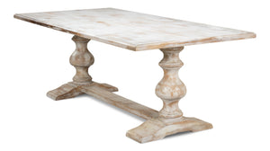 Sarreid Lionisio Trestle Table In Disrupted White - Elegant Wood Design For Modern Dining Spaces White  R085-16