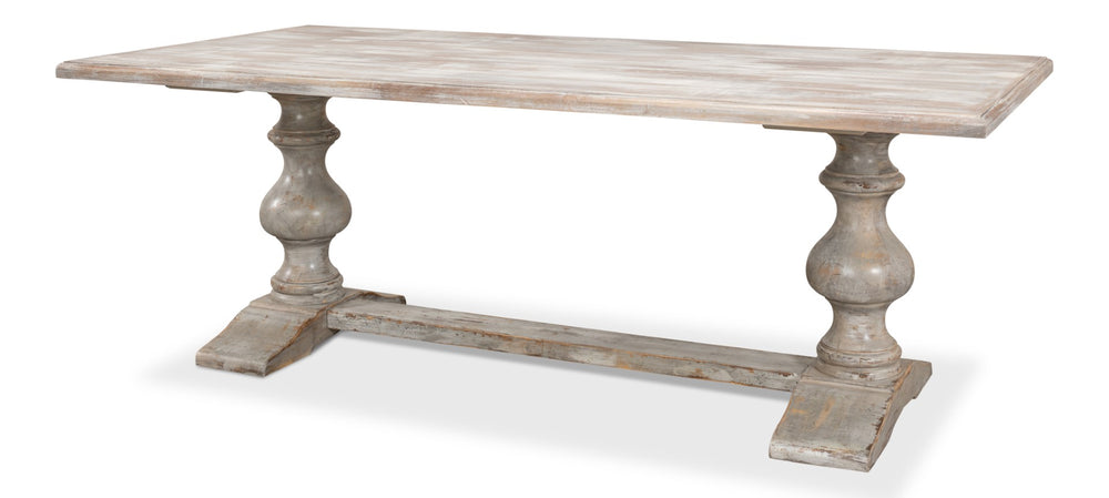 Sarreid Lionisio Trestle Table In Grey Oak - Stylish, Durable Wooden Design Perfect For Modern Dining Spaces Grey  R085-73