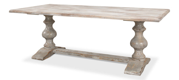 Sarreid Lionisio Trestle Table In Grey Oak - Stylish, Durable Wooden Design Perfect For Modern Dining Spaces Grey  R085-73