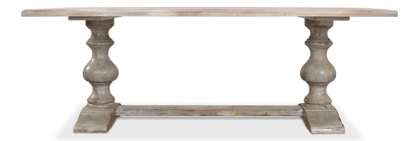 Sarreid Lionisio Trestle Table In Grey Oak - Stylish, Durable Wooden Design Perfect For Modern Dining Spaces Grey  R085-73