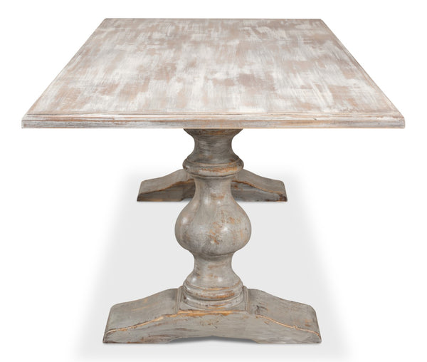 Sarreid Lionisio Trestle Table In Grey Oak - Stylish, Durable Wooden Design Perfect For Modern Dining Spaces Grey  R085-73