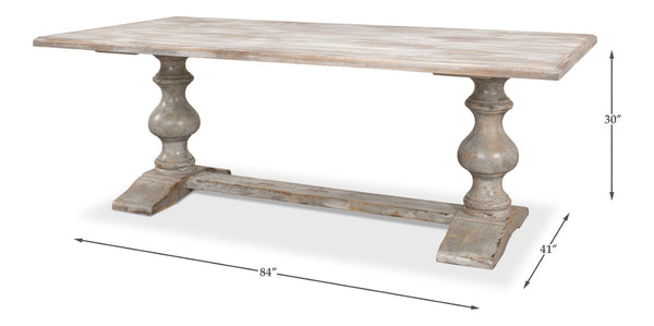 Sarreid Lionisio Trestle Table In Grey Oak - Stylish, Durable Wooden Design Perfect For Modern Dining Spaces Grey  R085-73
