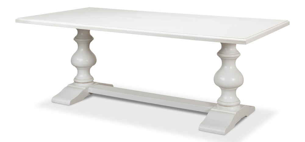 Sarreid Lionisio Trestle Table In Elegant Cortina White Finish - Stylish Wood Design For Any Space! White  R085-79
