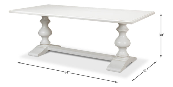 Sarreid Lionisio Trestle Table In Elegant Cortina White Finish - Stylish Wood Design For Any Space! White  R085-79
