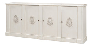 Sarreid Crested Wall Cabinet - Elegant White Finish With 4 Doors, 4 Keys & 4 Adjustable Shelves For Storage White  R110-37