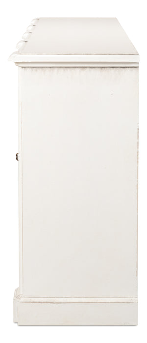 Sarreid Crested Wall Cabinet - Elegant White Finish With 4 Doors, 4 Keys & 4 Adjustable Shelves For Storage White  R110-37