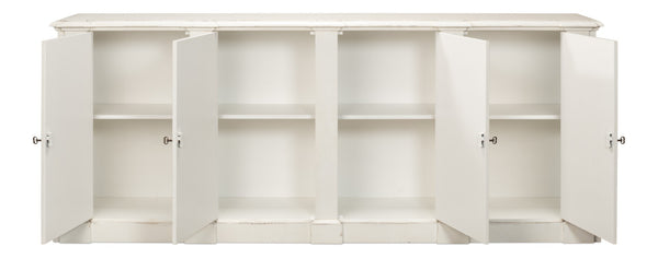 Sarreid Crested Wall Cabinet - Elegant White Finish With 4 Doors, 4 Keys & 4 Adjustable Shelves For Storage White  R110-37