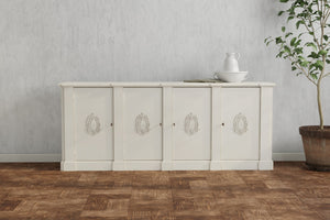 Sarreid Crested Wall Cabinet - Elegant White Finish With 4 Doors, 4 Keys & 4 Adjustable Shelves For Storage White  R110-37