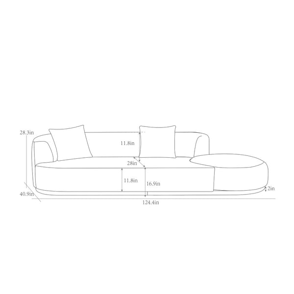 Pasargad Amalfi Design Sofa With Swivel Ottoman & 2 Pillows – Versatile Comfort In Beige Upholstery Beige Poly Fabric Pdy-22093