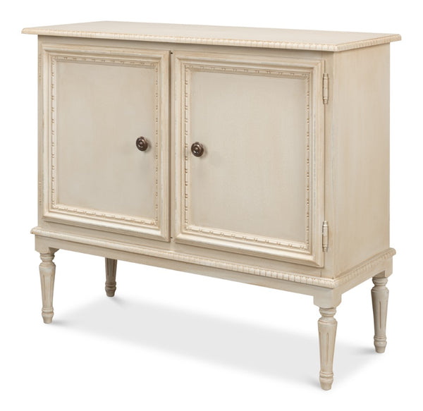 Sarreid 2 Door Sideboard In Bright Lime & White - Stylish Storage With Adjustable Shelf & Tulipwood Accent Beige  R229-69