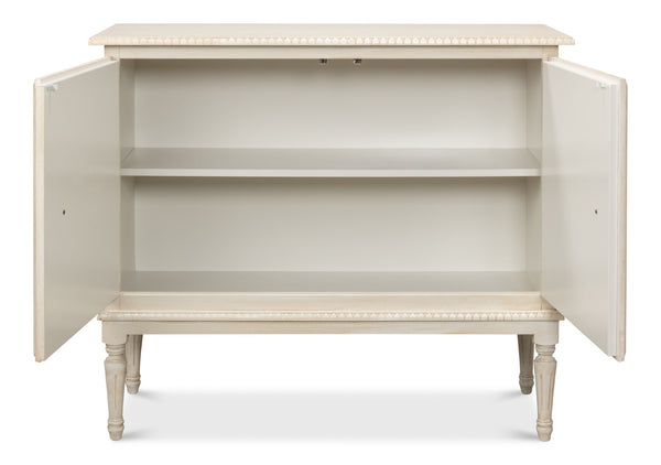 Sarreid 2 Door Sideboard In Bright Lime & White - Stylish Storage With Adjustable Shelf & Tulipwood Accent Beige  R229-69