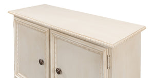 Sarreid 2 Door Sideboard In Bright Lime & White - Stylish Storage With Adjustable Shelf & Tulipwood Accent Beige  R229-69