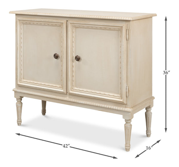 Sarreid 2 Door Sideboard In Bright Lime & White - Stylish Storage With Adjustable Shelf & Tulipwood Accent Beige  R229-69