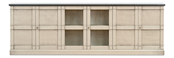 Sarreid Six Door Console – Stylish Washed Grey With Stone Grey Top, 5 Adjustable Shelves For Versatile Storage Grey  R239-04t01