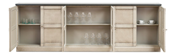 Sarreid Six Door Console – Stylish Washed Grey With Stone Grey Top, 5 Adjustable Shelves For Versatile Storage Grey  R239-04t01