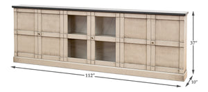 Sarreid Six Door Console – Stylish Washed Grey With Stone Grey Top, 5 Adjustable Shelves For Versatile Storage Grey  R239-04t01