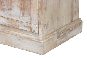Sarreid Center Media Unit & Hutch - Stylish White Solid Pine Design With Chic Disrupted Finish For Elegance White  R242-16