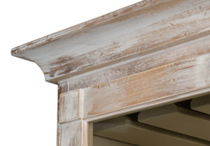 Sarreid Center Media Unit & Hutch - Stylish White Solid Pine Design With Chic Disrupted Finish For Elegance White  R242-16