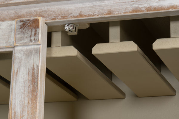 Sarreid Center Media Unit & Hutch - Stylish White Solid Pine Design With Chic Disrupted Finish For Elegance White  R242-16