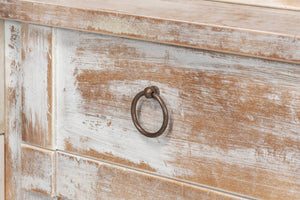 Sarreid Center Media Unit & Hutch - Stylish White Solid Pine Design With Chic Disrupted Finish For Elegance White  R242-16