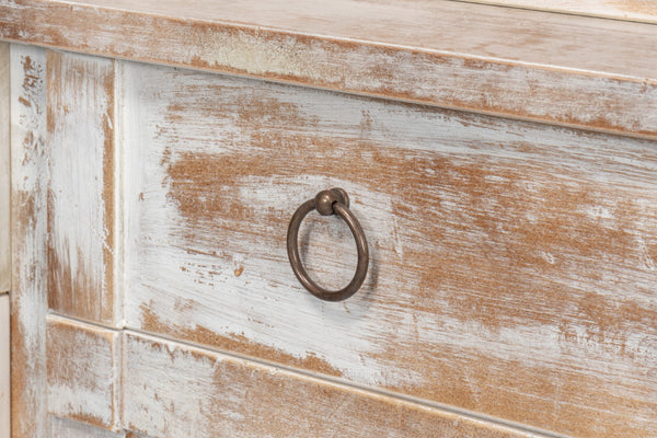 Sarreid Center Media Unit & Hutch - Stylish White Solid Pine Design With Chic Disrupted Finish For Elegance White  R242-16