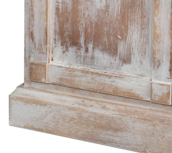 Sarreid Center Media Unit & Hutch - Stylish White Solid Pine Design With Chic Disrupted Finish For Elegance White  R242-16