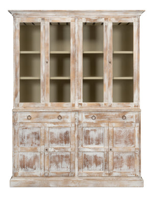 Sarreid Center Media Unit & Hutch - Stylish White Solid Pine Design With Chic Disrupted Finish For Elegance White  R242-16