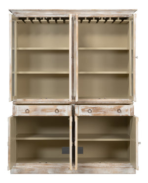 Sarreid Center Media Unit & Hutch - Stylish White Solid Pine Design With Chic Disrupted Finish For Elegance White  R242-16