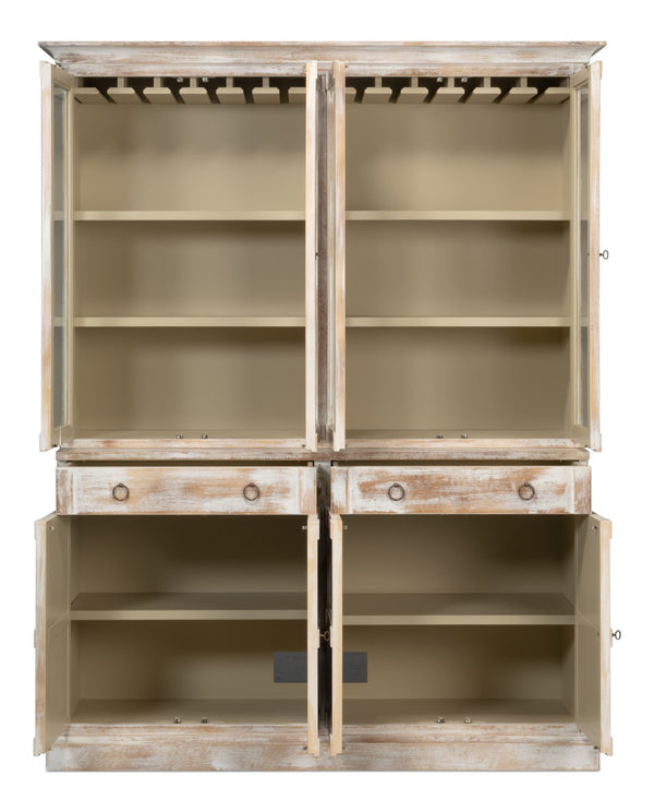 Sarreid Center Media Unit & Hutch - Stylish White Solid Pine Design With Chic Disrupted Finish For Elegance White  R242-16