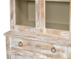 Sarreid Center Media Unit & Hutch - Stylish White Solid Pine Design With Chic Disrupted Finish For Elegance White  R242-16