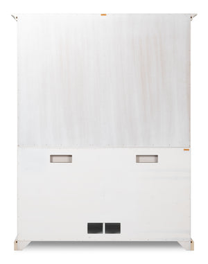 Sarreid Center Media Unit & Hutch - Elegant Solid Pine Design In Cortina White For Stylish Living Spaces White  R242-79