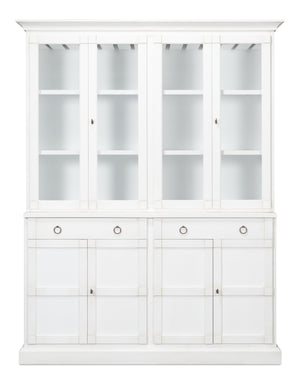 Sarreid Center Media Unit & Hutch - Elegant Solid Pine Design In Cortina White For Stylish Living Spaces White  R242-79
