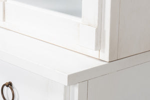 Sarreid Center Media Unit & Hutch - Elegant Solid Pine Design In Cortina White For Stylish Living Spaces White  R242-79