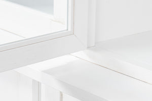 Sarreid Center Media Unit & Hutch - Elegant Solid Pine Design In Cortina White For Stylish Living Spaces White  R242-79