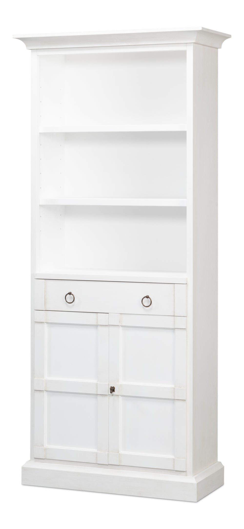 Sarreid Bookcase With Doors - Elegant Cortina White Solid Pine Design For Stylish Home Organization White  R244-79