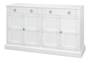 Sarreid Media Console Cortina White - Elegant Solid Pine Design For Stylish Living Room Storage Solutions White  R245-79