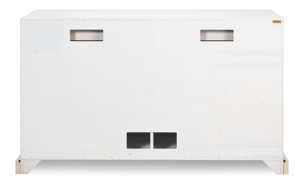 Sarreid Media Console Cortina White - Elegant Solid Pine Design For Stylish Living Room Storage Solutions White  R245-79