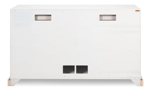 Sarreid Media Console Cortina White - Elegant Solid Pine Design For Stylish Living Room Storage Solutions White  R245-79