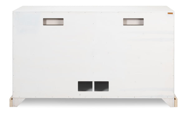 Sarreid Media Console Cortina White - Elegant Solid Pine Design For Stylish Living Room Storage Solutions White  R245-79