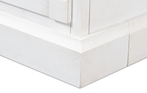 Sarreid Media Console Cortina White - Elegant Solid Pine Design For Stylish Living Room Storage Solutions White  R245-79